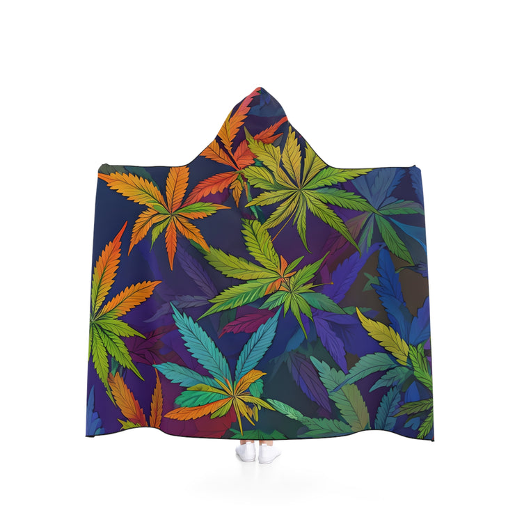 Colorful Leaf Hooded Blanket - Cozy, Soft, Lightweight; Perfect for Campfires, Movie Nights, Gifts, Relaxing, Home Decor