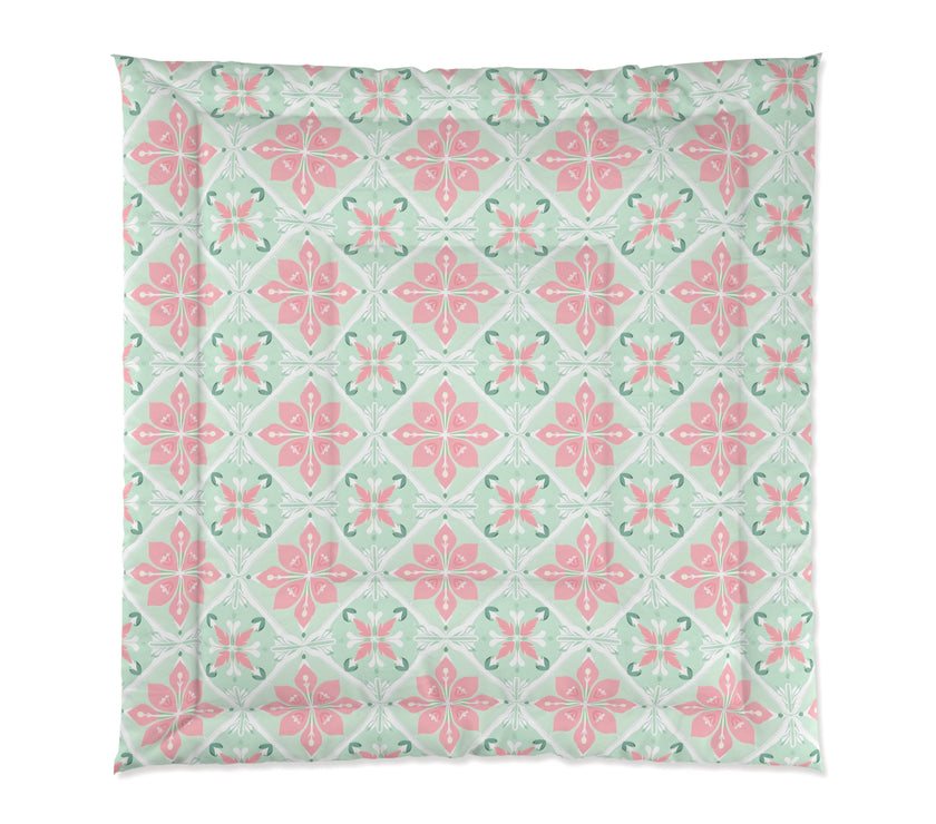 Pastel Floral Comforter - Cozy Bedding for Spring, Bedroom Decor, Gift for Mother's Day, Boho Style, Home Decor