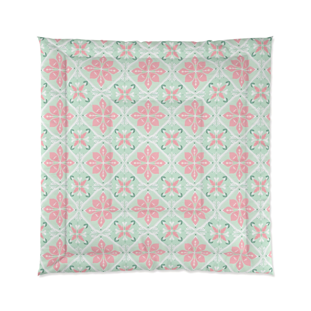 Pastel Floral Comforter - Cozy Bedding for Spring, Bedroom Decor, Gift for Mother's Day, Boho Style, Home Decor