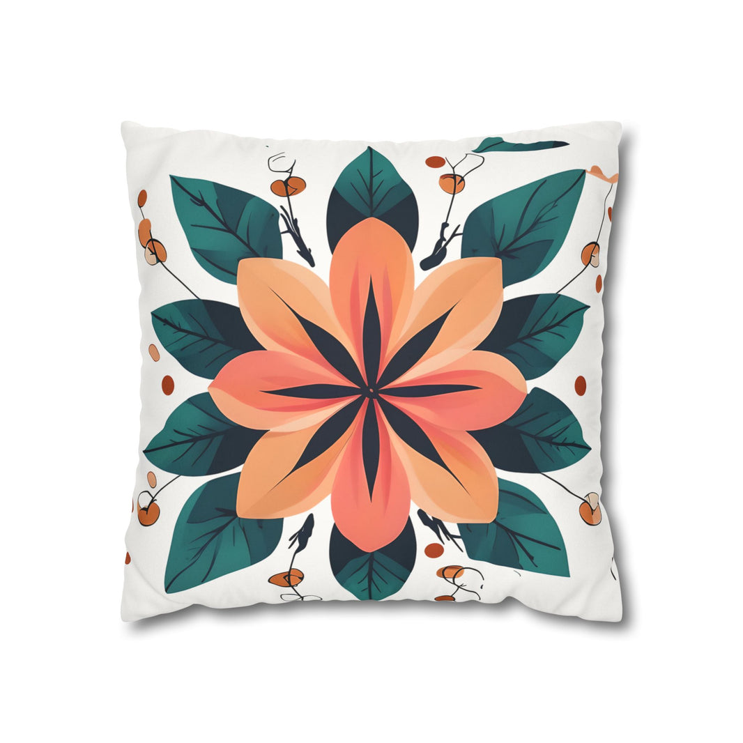 Floral Faux Suede Square Pillowcase