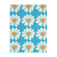 Velveteen Microfiber Blanket, White Daises on Blue Blanket, Floral Throw Blanket, Cozy Couch Blanket, Gift for Her, Home Decor Accent