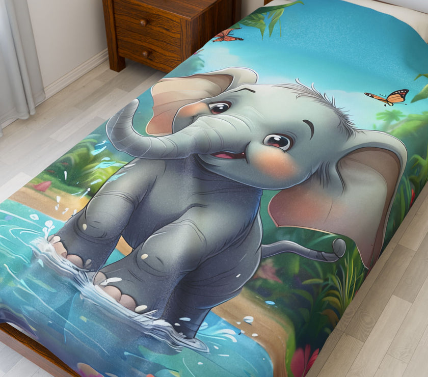 Elephant Velveteen Plush Blanket