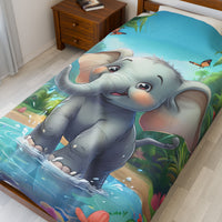 Elephant Velveteen Plush Blanket