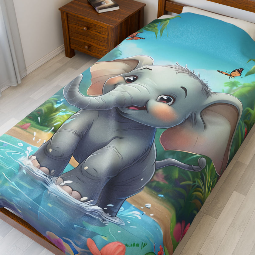 Elephant Velveteen Plush Blanket