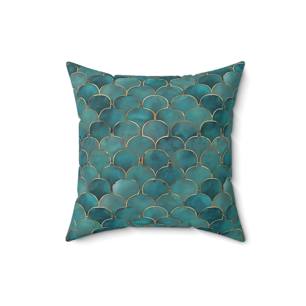 Green | Blue Faux Suede Square Pillow