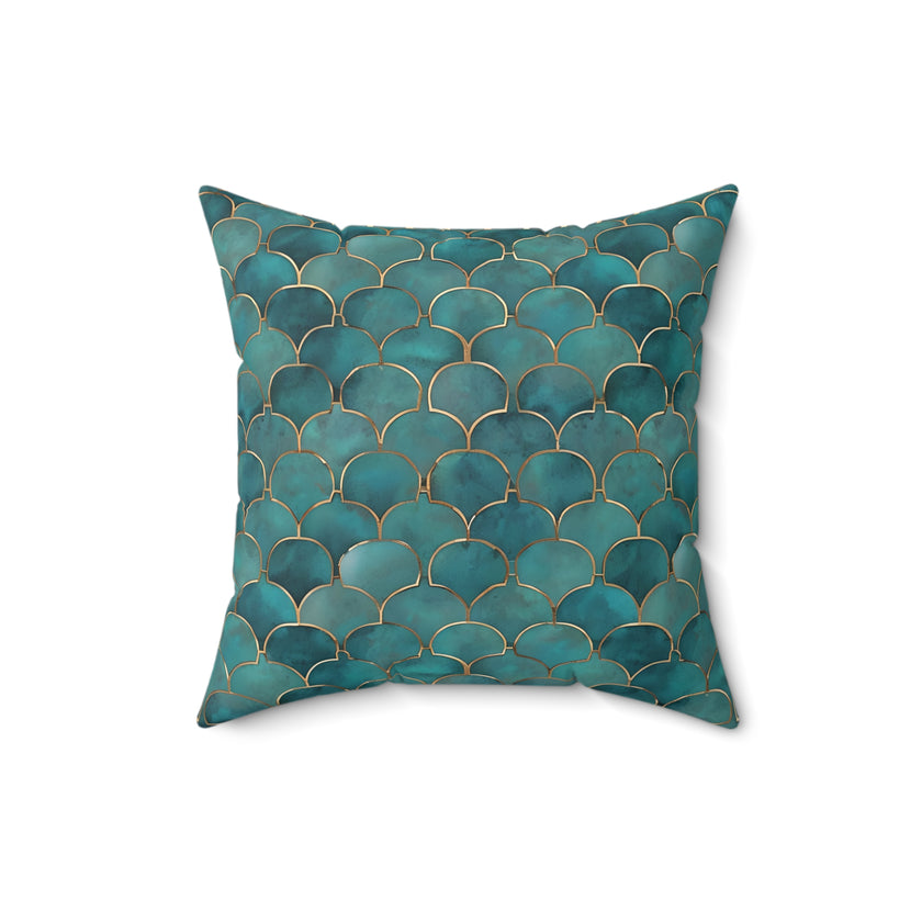 Green | Blue Faux Suede Square Pillow