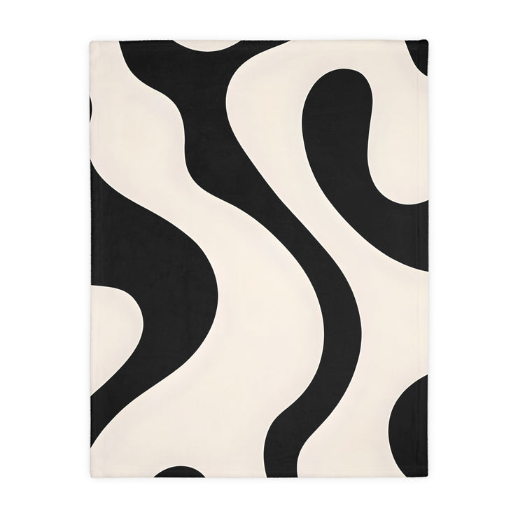 Black and White Velveteen Microfiber Blanket (Two-sided print)