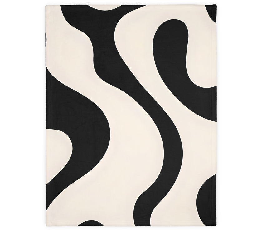Black and White Velveteen Microfiber Blanket (Two-sided print)