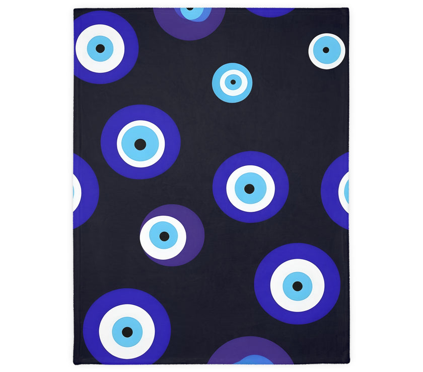 Blue Evil Eye Blanket Velveteen Microfiber Blanket (Two-sided print)