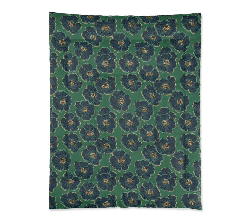 Botanical Floral Comforter - Cozy Bedding for Home Decor, Green Floral Bedspread, Spring Bedroom Essentials, Gift for Her, Unique