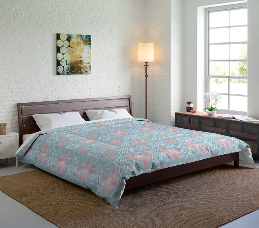 Floral Pattern Comforter | Cozy Bedroom Decor, Lightweight Bedding, Boho Chic Style, Spring Refresh, Housewarming Gift