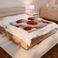 Cherries Plush Blanket, Red Cherry Throw Blanket, Cozy Bedding Decor, Fleece Bedroom Blanket, Cherry Lover Gift, Winter Warm Blanket
