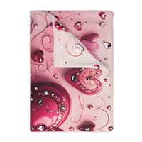 Pink Hearts Velveteen Microfiber Blanket (Two-sided print) Pink Velveteen Microfiber Blanket, Love Blanket