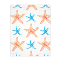 Blue Orange Ocean Sea Star Fish Velveteen Microfiber Blanket (Two-sided print)