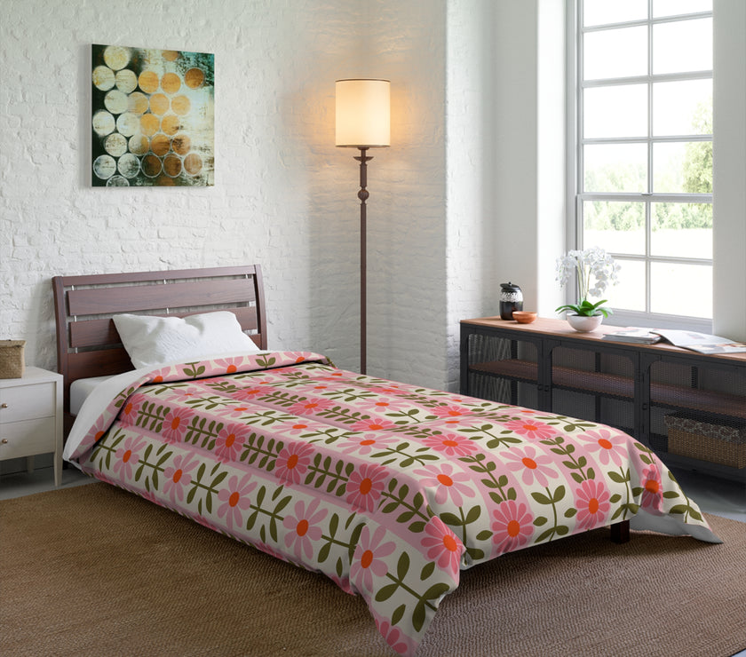 Floral Comforter for Cozy Homes, Bohemian Bedding, Bedroom Décor, Spring Vibes, Gift for Her, Sleep Essentials