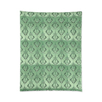 Elegant Floral Green Comforter, Cozy Bedding for Home Decor, Romantic Bedroom Set, Stylish Bed Cover, Gift for Housewarming