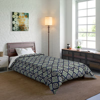 Navy Blue Patterned Comforter, Cozy Bedding for Home Decor, Stylish Bedroom Upgrade, Perfect for Fall and Winter