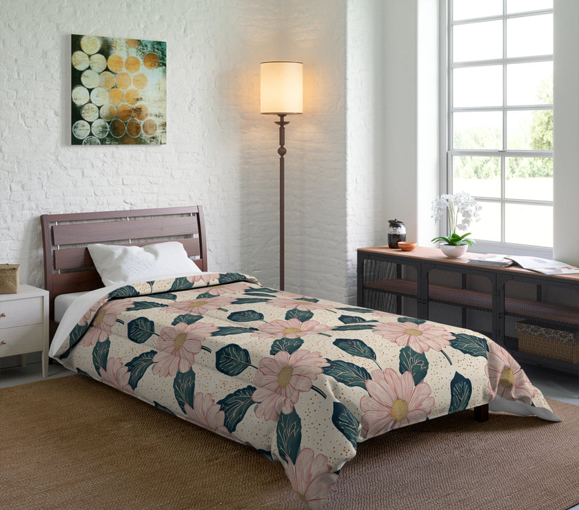 Botanical Floral Comforter - Cozy Bedding for a Relaxing Bedroom Retreat, Perfect for Spring Decor, Housewarming Gift, Boho Style, Floral