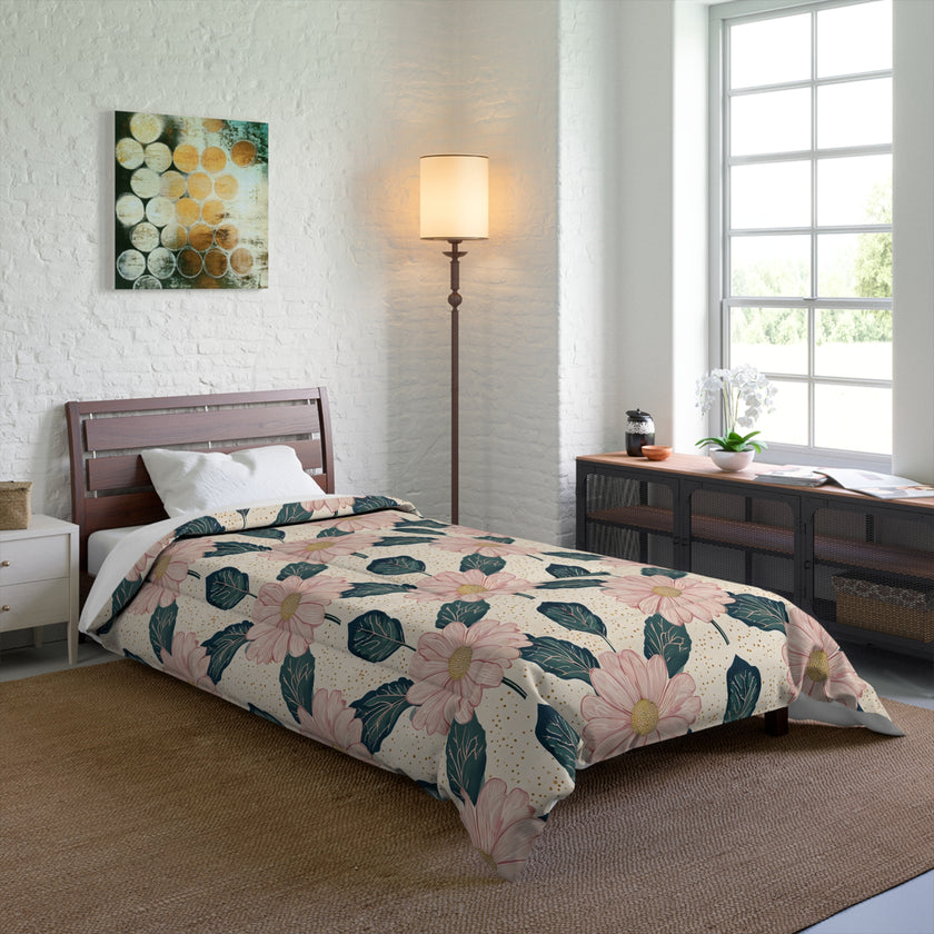 Botanical Floral Comforter - Cozy Bedding for a Relaxing Bedroom Retreat, Perfect for Spring Decor, Housewarming Gift, Boho Style, Floral