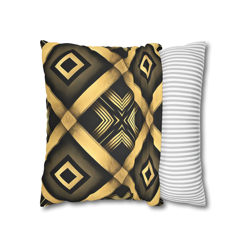 Gold & Black Faux Suede Square Pillowcase