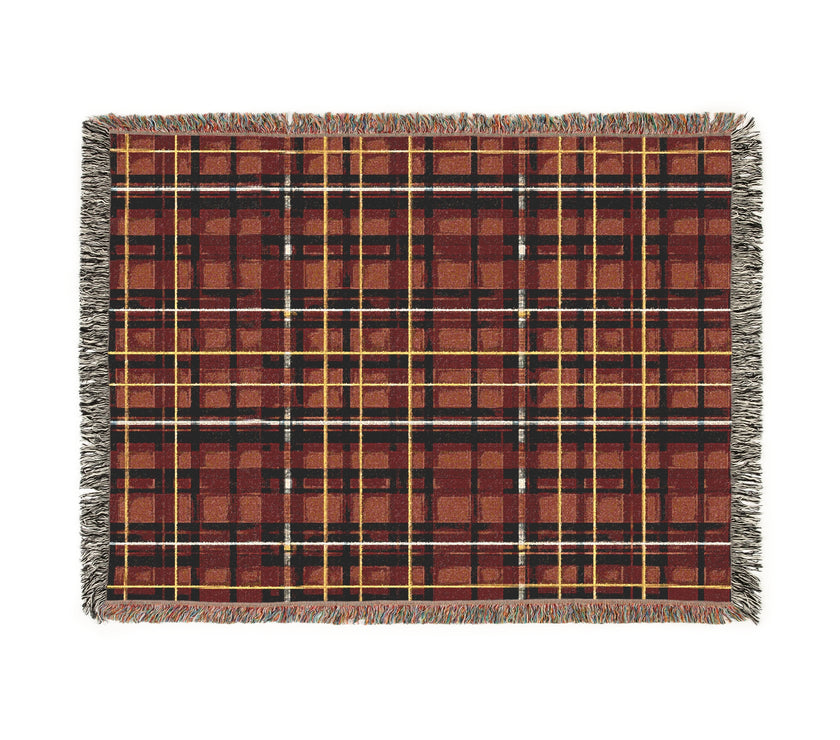 Red Plaid Woven Blanket - Cozy Christmas Home Decor, Tartan Check Throw, Winter Lap Quilt, Holiday Bedding, Cabin Blankie