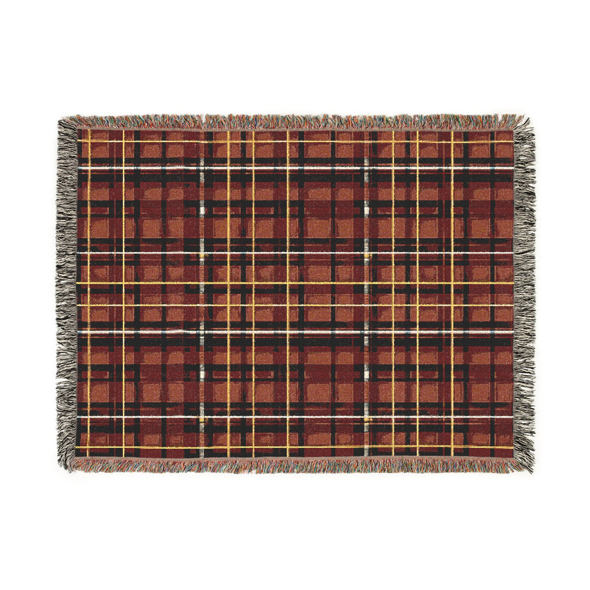 Red Plaid Woven Blanket - Cozy Christmas Home Decor, Tartan Check Throw, Winter Lap Quilt, Holiday Bedding, Cabin Blankie