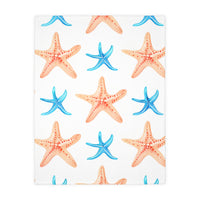 Blue Orange Ocean Sea Star Fish Velveteen Microfiber Blanket (Two-sided print)