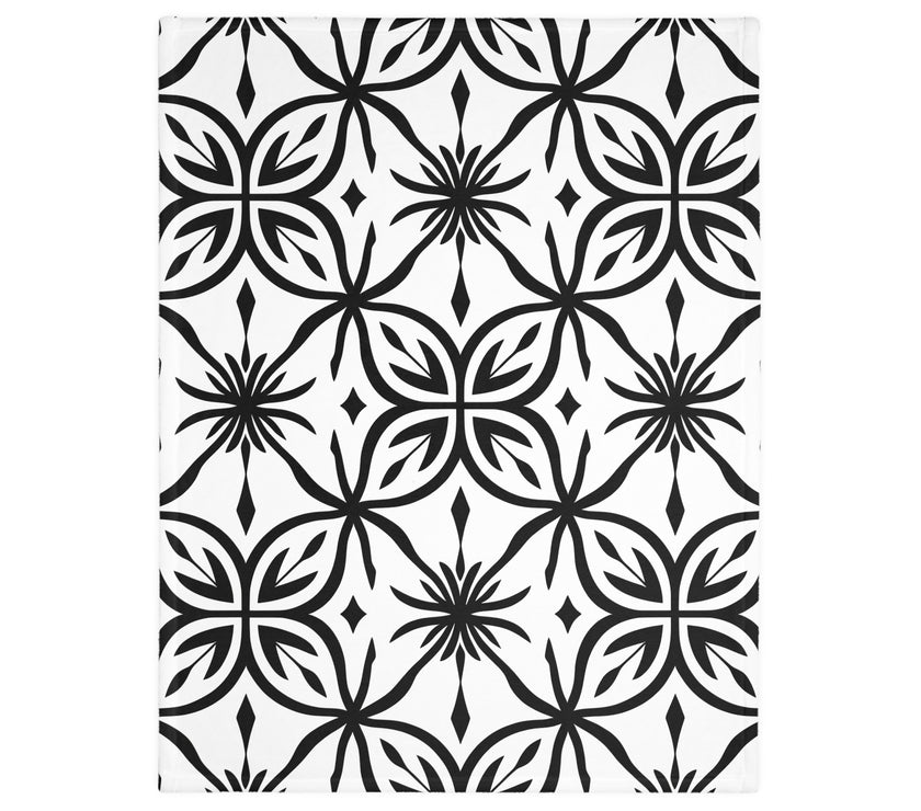 Black and White Pattern Velveteen Microfiber Blanket (Two-sided print)