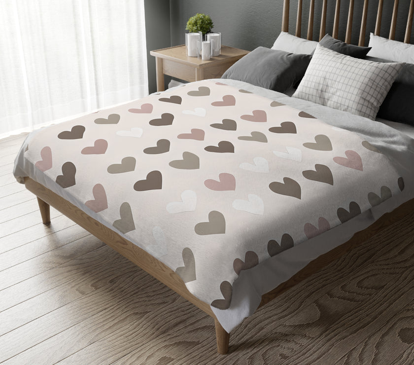Pink Hearts Velveteen Microfiber Blanket (Two-sided print)