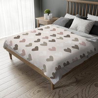 Pink Hearts Velveteen Microfiber Blanket (Two-sided print)