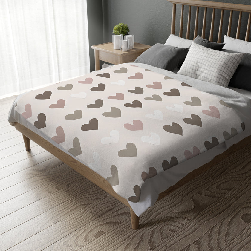 Pink Hearts Velveteen Microfiber Blanket (Two-sided print)