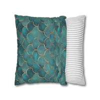 Blue/Green Faux Suede Square Pillowcase