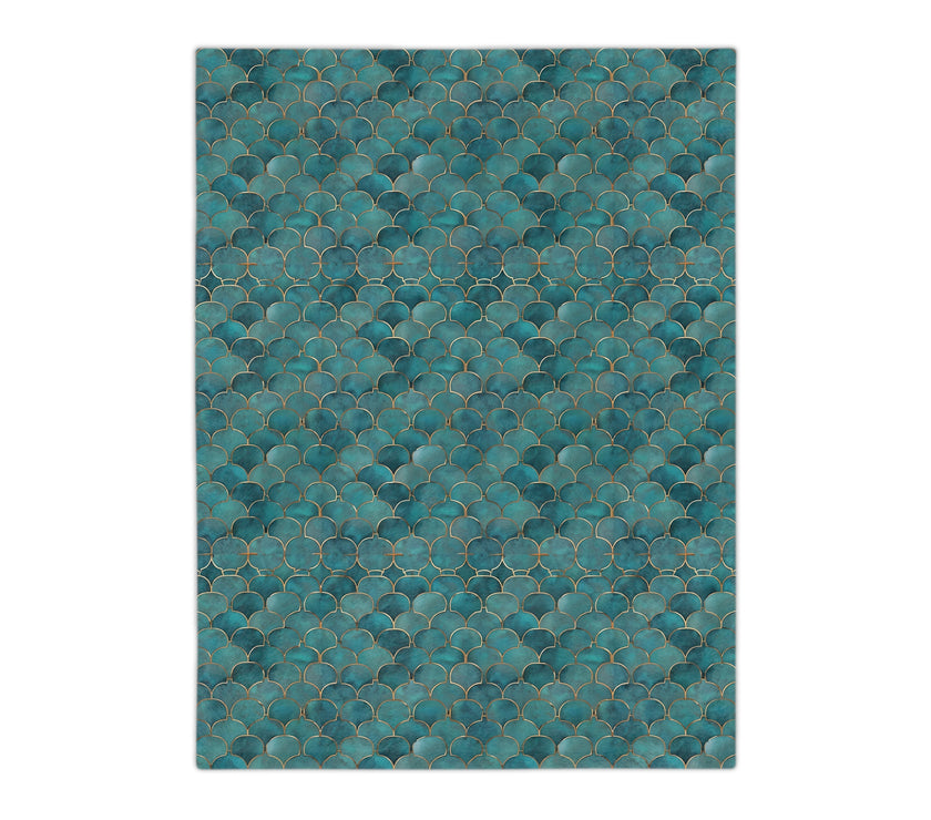 Blue Green Velveteen Microfiber Blanket