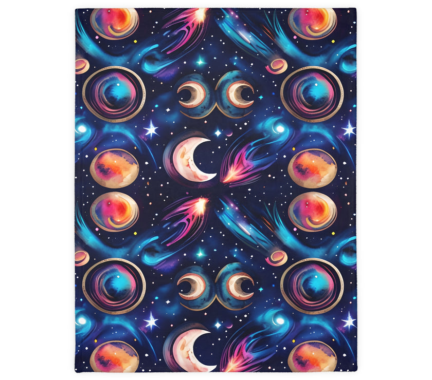 Space / Planet Velveteen Microfiber Blanket (Two-sided print)
