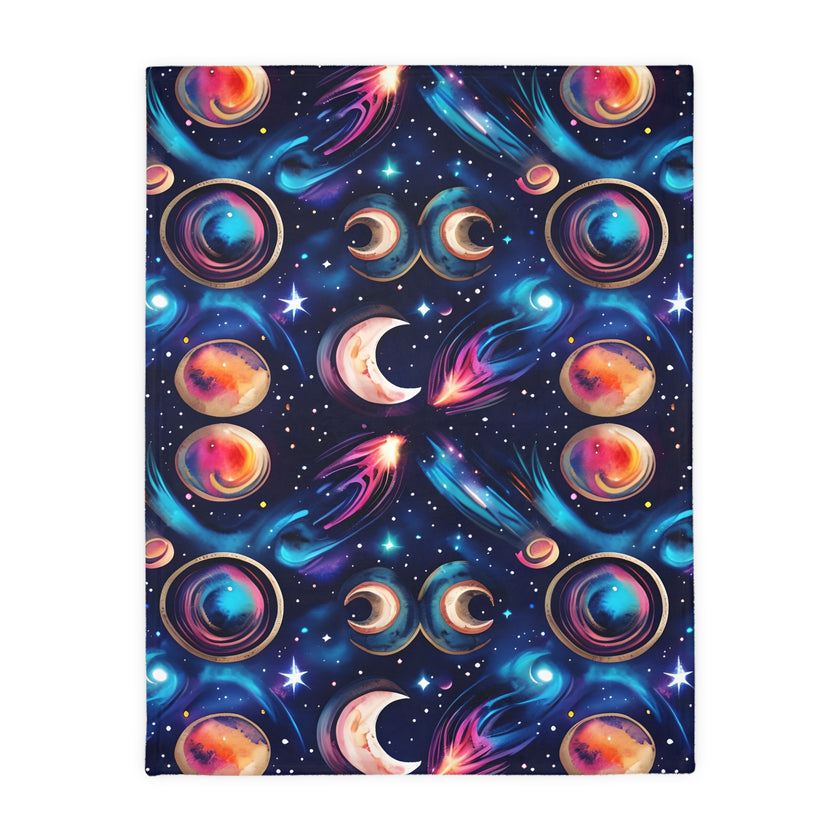 Space / Planet Velveteen Microfiber Blanket (Two-sided print)