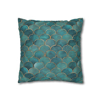 Blue/Green Faux Suede Square Pillowcase