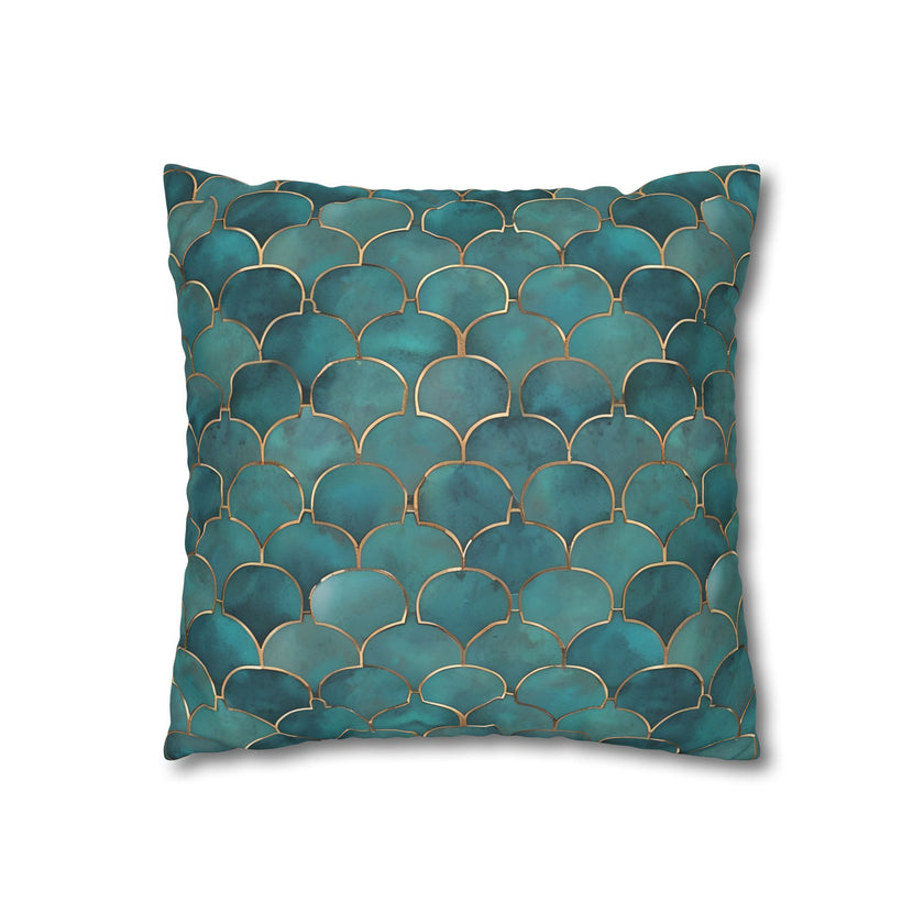 Blue/Green Faux Suede Square Pillowcase