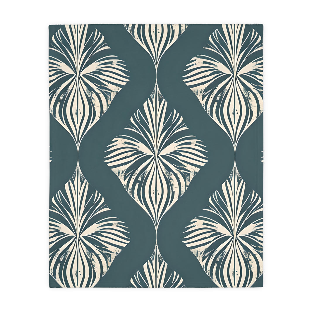 Green and White Pattern Velveteen Microfiber Blanket (Two-sided print)