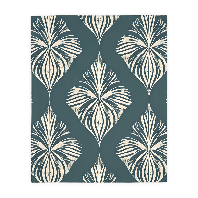 Green and White Pattern Velveteen Microfiber Blanket (Two-sided print)
