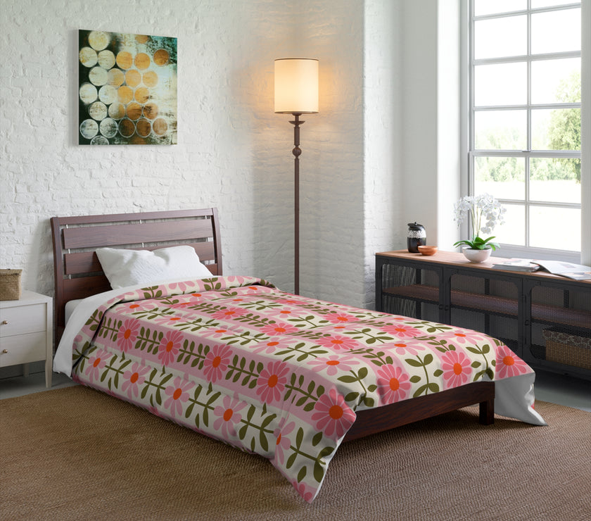 Floral Comforter for Cozy Homes, Bohemian Bedding, Bedroom Décor, Spring Vibes, Gift for Her, Sleep Essentials