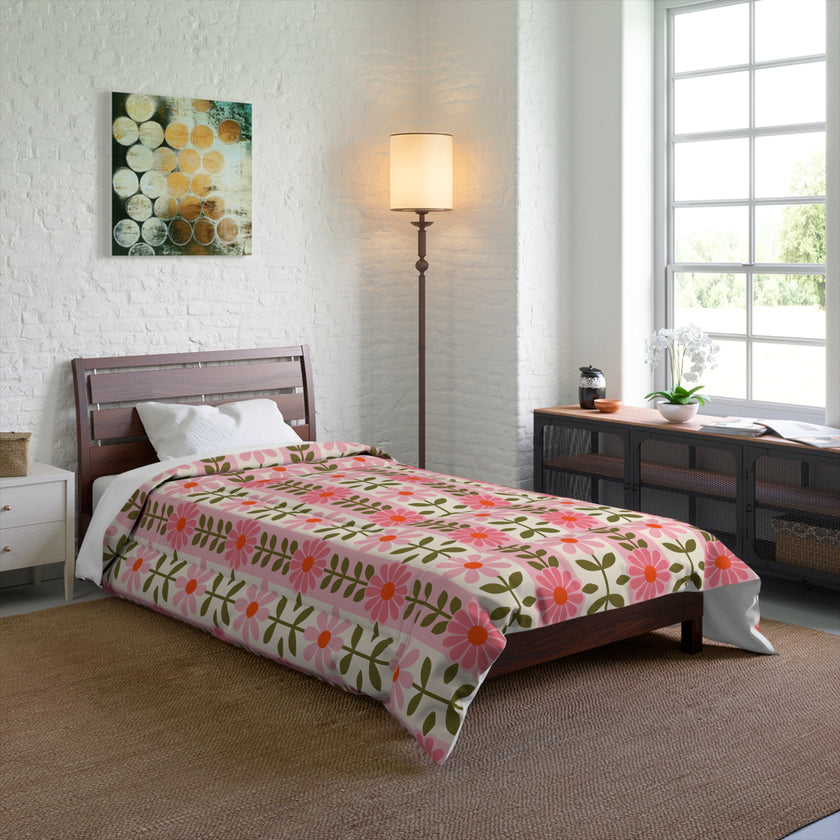 Floral Comforter for Cozy Homes, Bohemian Bedding, Bedroom Décor, Spring Vibes, Gift for Her, Sleep Essentials