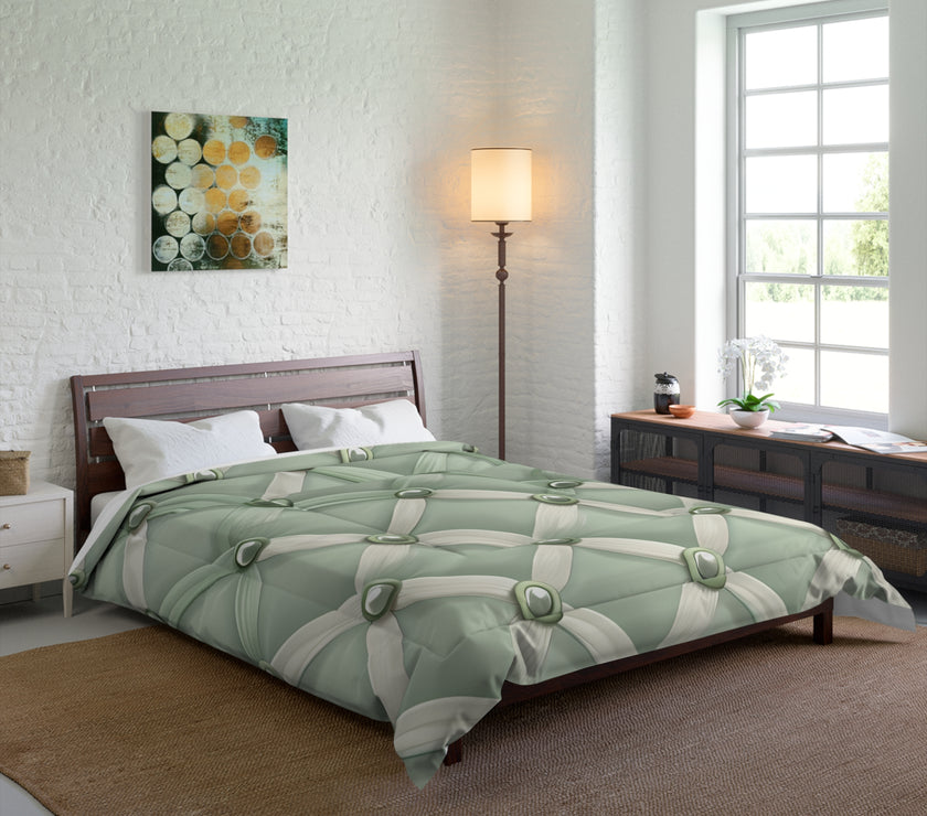 Elegant Green Comforter with Button Design, Cozy Bedding, Soft Home Decor, Modern Bedroom Accents, Perfect Gift for Any Occasion