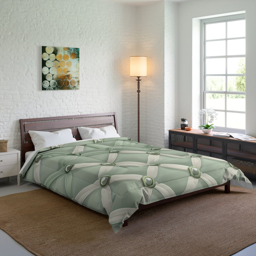 Elegant Green Comforter with Button Design, Cozy Bedding, Soft Home Decor, Modern Bedroom Accents, Perfect Gift for Any Occasion