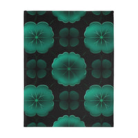 Green Jade Floral Velveteen Microfiber Blanket (Two-sided print)