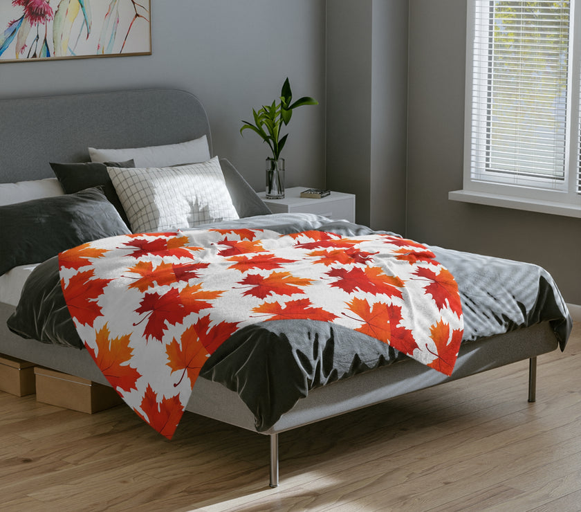 Maple Leaf  Velveteen Microfiber Blanket