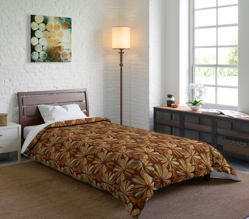 Bohemian Floral Comforter - Cozy Bedding for Home Decor, Artistic Bedroom Makeover, Perfect Gift for Housewarming, Fall Decor, Boho Vibes