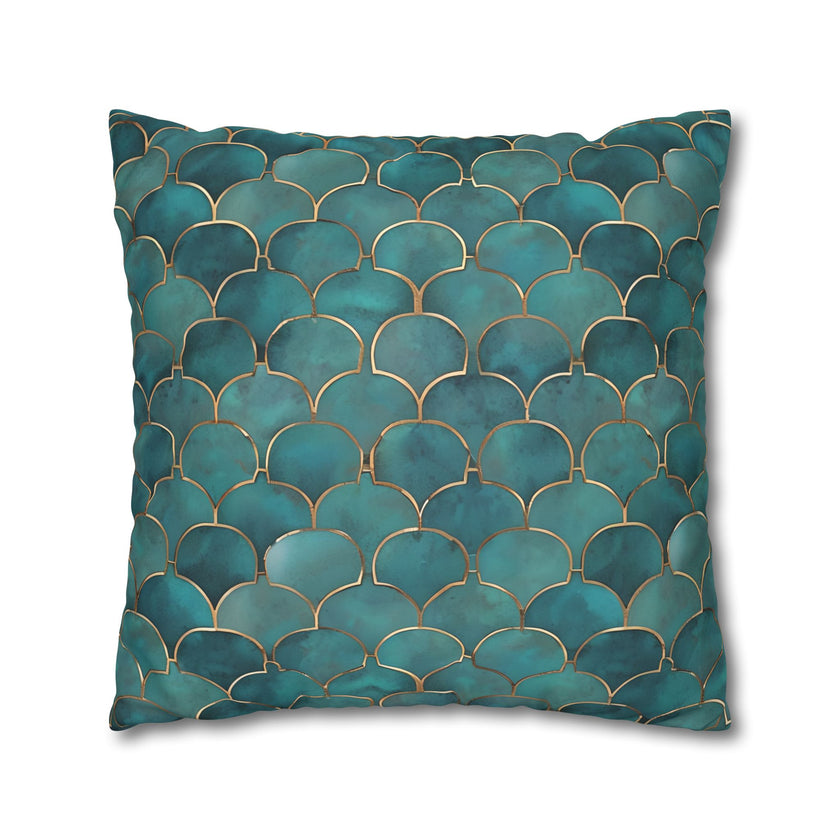 Blue/Green Faux Suede Square Pillowcase