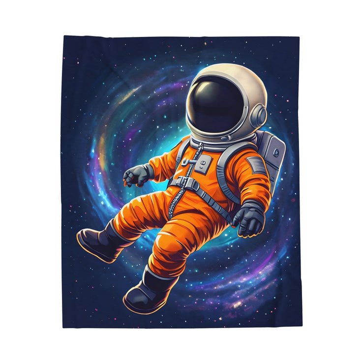 Space Astronaut Velveteen Plush Blanket - Galaxy Nebula Universe Stars, Outer Space Throw, Celestial Bedroom Decor, Gift for Space