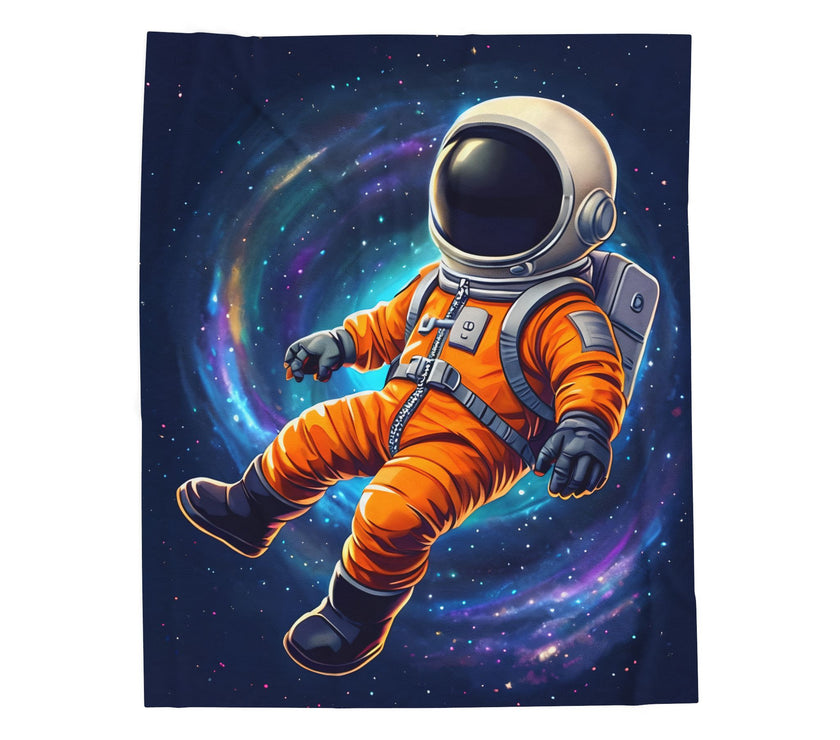 Space Astronaut Velveteen Plush Blanket - Galaxy Nebula Universe Stars, Outer Space Throw, Celestial Bedroom Decor, Gift for Space