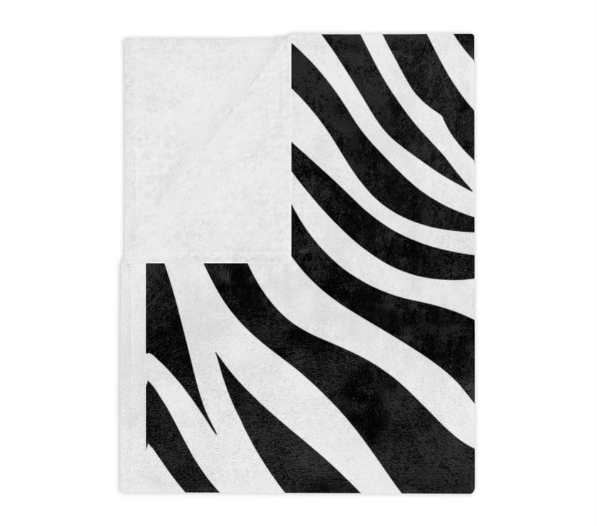 Black and White | Zebra Lines Velveteen Microfiber Blanket